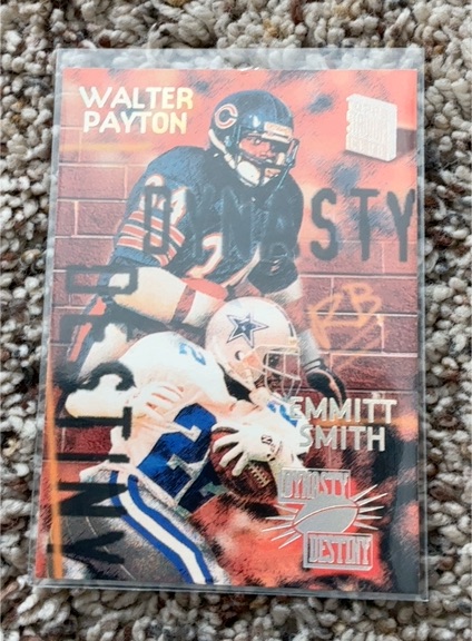 1994 Topps Stadium Club Dynasty and Destiny #1 Emmitt Smith, Walter Payton — front