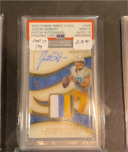 2020 Panini Immaculate Collection #103 Justin Herbert — front