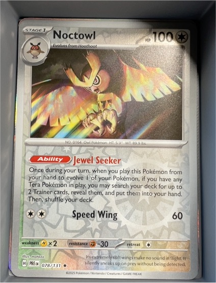 2025 Pokémon Prismatic Evolutions #078 Noctowl — front