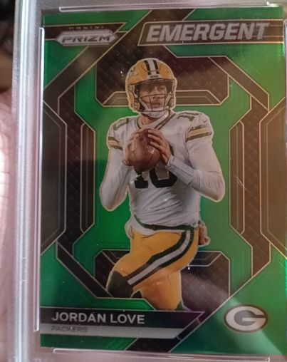 2023 Panini Prizm #H-3 Jordan Love Emergent Green — front
