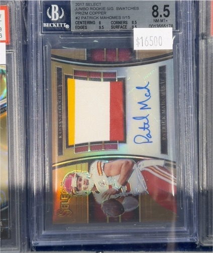 2017 Panini Select #2 Patrick Mahomes Jumbo Rookie Signature Swatches Prizm Copper — front