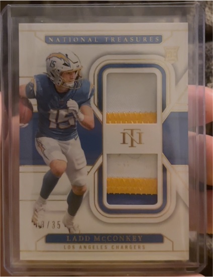2024 Panini National Treasures Dual Patch Ladd McConkey — front