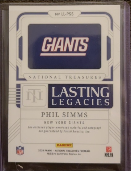 2024 Panini National Treasures Lasting Legacies Phil Simms — front