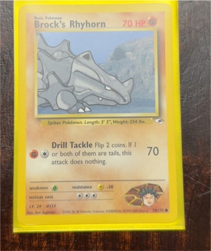 1999 Gym Heroes #70 Brock's Rhyhorn — front