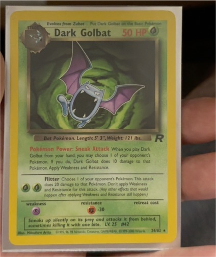 1999 Pokémon Team Rocket #24 Dark Golbat — front