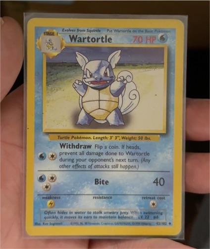 1999 Pokémon #42 Wartortle — front