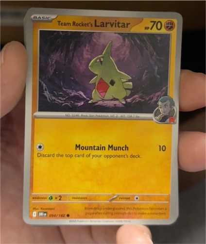 2025 Pokémon Scarlet & Violet Destined Rivals #094 Team Rocket's Larvitar — front