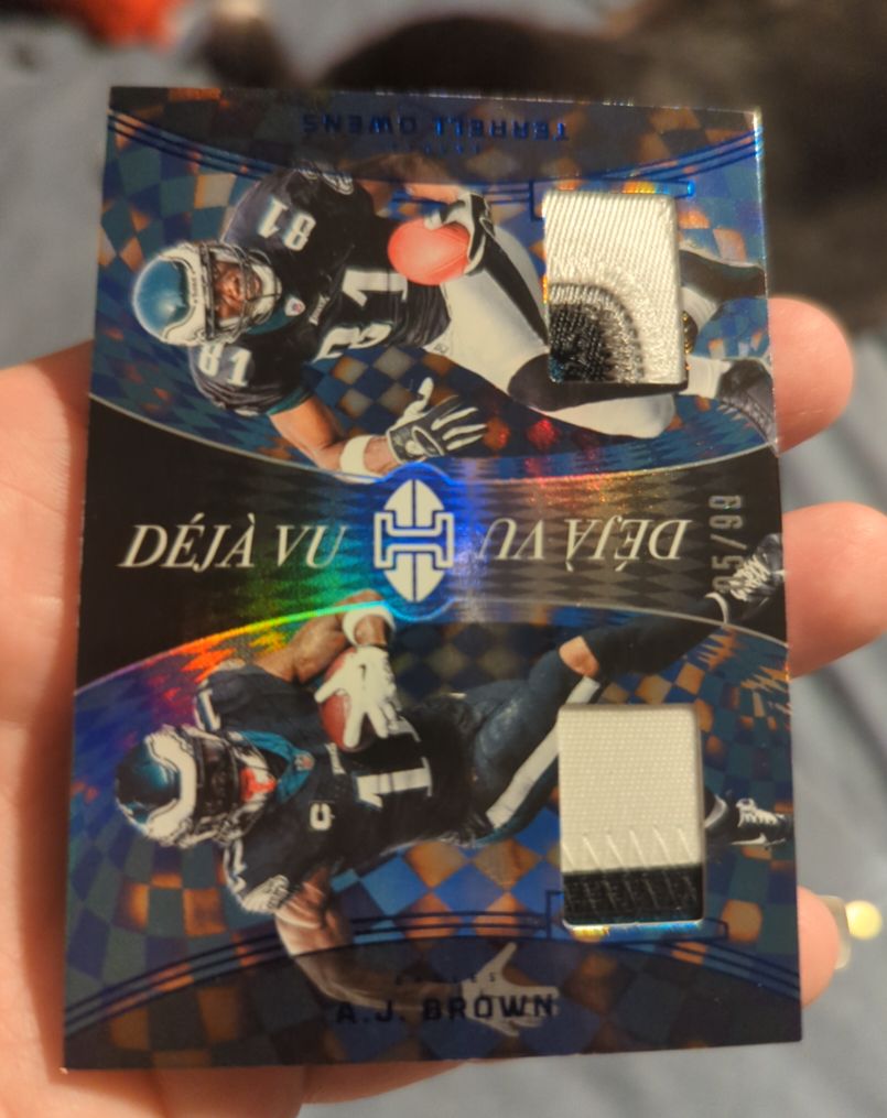 2024 Panini Illusions Deja Vu Dual Patch #DV-PHI A.J. Brown / Terrell Owens — front
