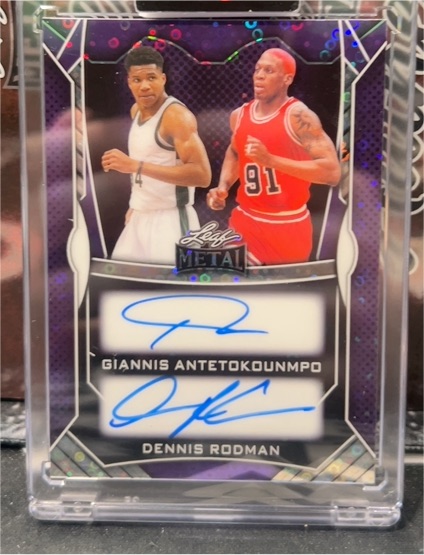2024 Leaf Metal Dual Autograph Giannis Antetokounmpo / Dennis Rodman — front