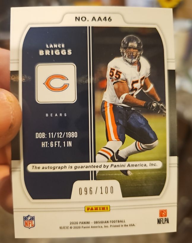 2020 Panini Obsidian Football #AA46 Lance Briggs — front