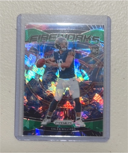 2024 Panini Prizm Fireworks Green Ice #25 Caleb Williams — front