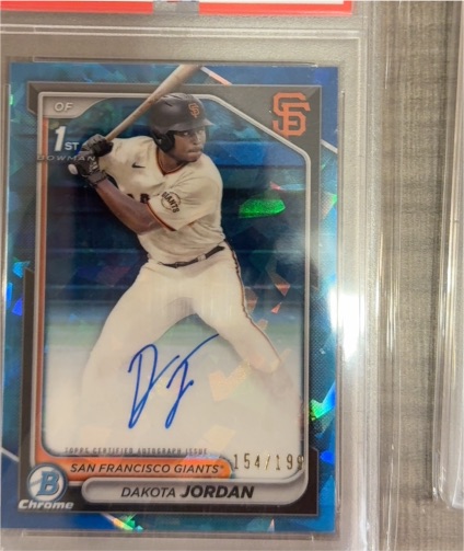 2024 Bowman Draft Chrome Prospect Autographs #CPA-DJ Dakota Jordan — front