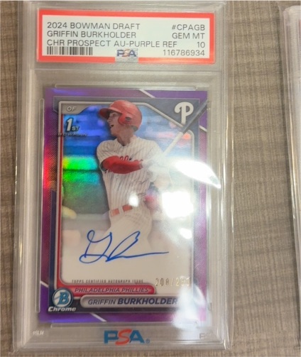 2024 Bowman Draft #CPAGB Griffin Burkholder Chrome Prospect AU-Purple Refractor — front
