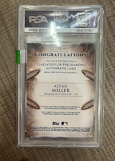 2024 Bowman Gladiators of the Diamond Autograph Aidan Miller — front