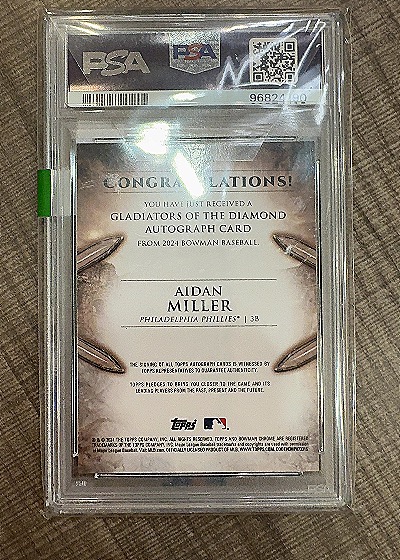 2024 Bowman Gladiators of the Diamond Autograph Aidan Miller — back