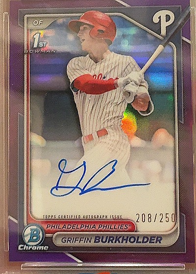 2024 Bowman Chrome Draft Purple Refractor Autograph #CPA-GB Griffin Burkholder — front