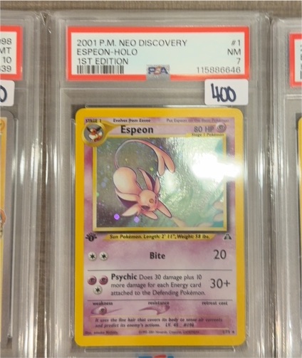 2001 P.M. Neo Discovery #1 Espeon Holo 1st Edition — front