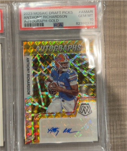 2023 Panini Mosaic Draft Picks #AMARI Anthony Richardson Autograph Gold — front