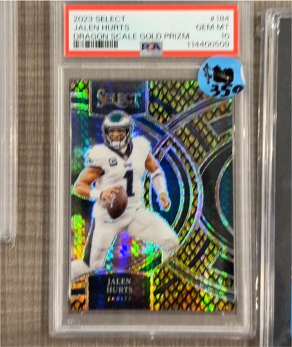 2023 Panini Select #184 Jalen Hurts Dragon Scale Gold Prizm — front