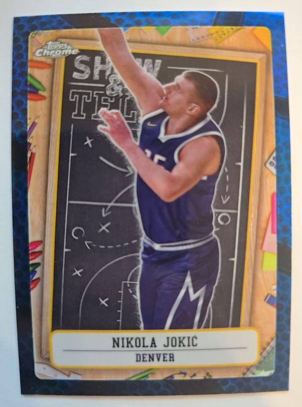 2024-25 Topps Chrome #ST-2 Nikola Jokic Show & Tell Blue Refractor — front