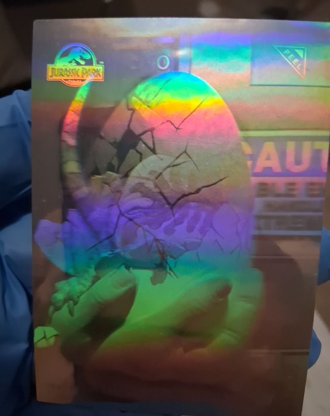 1993 Jurassic Park Action Hologram #3 Hatching Egg Topps — front