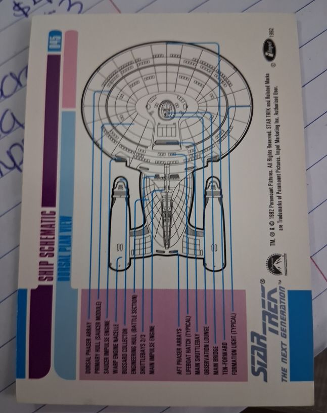 1991 Impel Star Trek The Next Generation #IM5 USS Enterprise Engineering Plans — front
