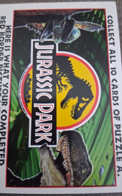 1993 Topps Jurassic Park Puzzle Sticker Card — front