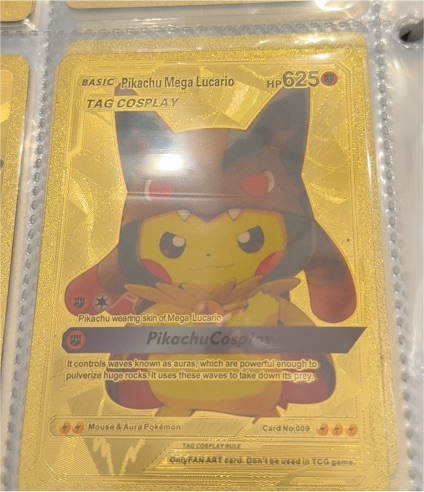 Pikachu Mega Lucario Tag Cosplay Gold Foil Fan Art #009 — front