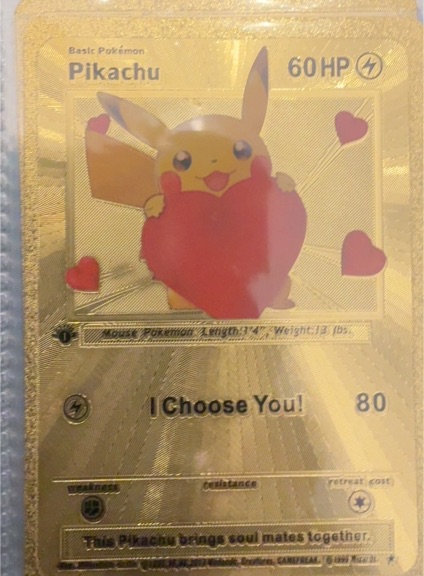 2017 Pokemon I Choose You Pikachu Gold Metal Card — front