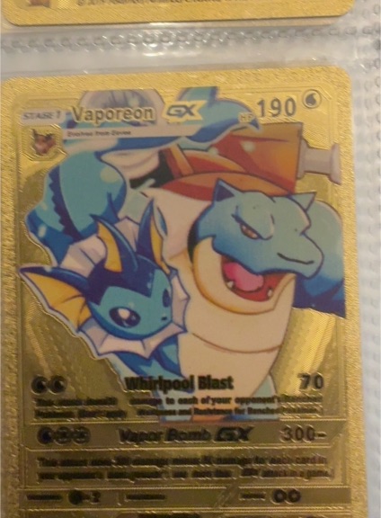 2019 Pokémon TCG Vaporeon GX Gold Foil Fan Art Card — front