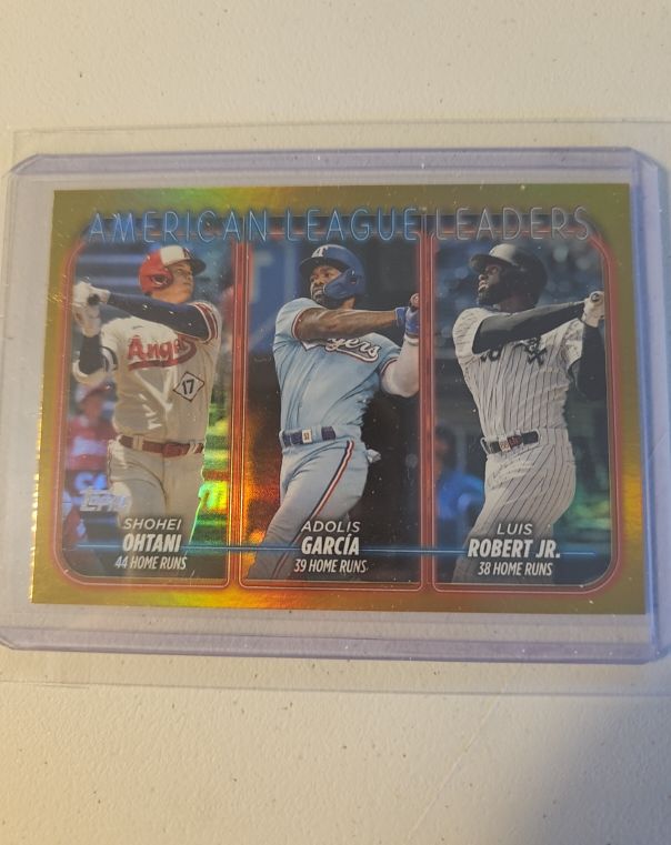 2024 Topps #179 American League Leaders Home Runs Shohei Ohtani / Adolis Garcia / Luis Robert Jr. — front