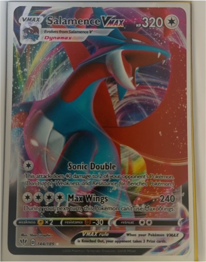 2020 Pokemon TCG Sword & Shield Darkness Ablaze #144/189 Salamence VMAX — front