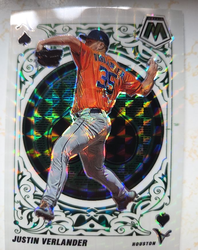 2022 Panini Mosaic Aces Green Prizm #A-7 Justin Verlander — front