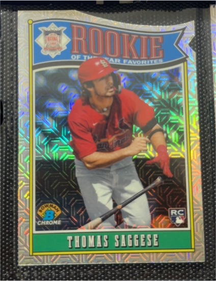 2025 Bowman #ROY-6 Thomas Saggese Rookie of the Year Favorites Mojo Refractor — front
