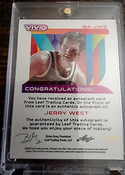 2022 Leaf Vivid #BA-JW1 Jerry West — back