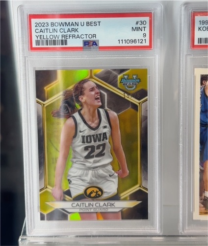 2023 Bowman U Best #30 Caitlin Clark Yellow Refractor — front