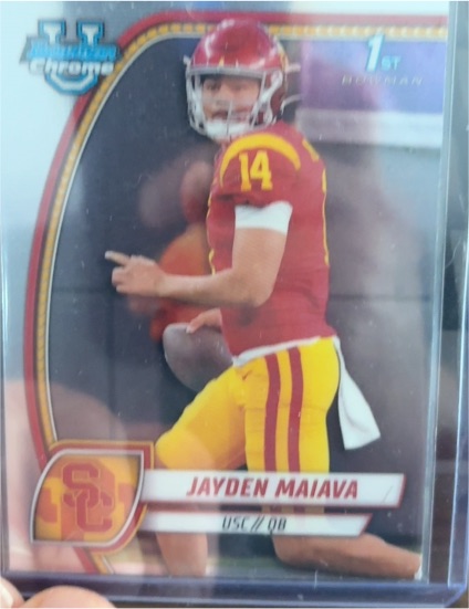 2024 Bowman University Chrome #195 Jayden Maiava — front