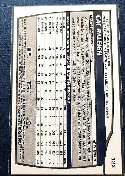 2023 Topps Big League #122 Cal Raleigh — back