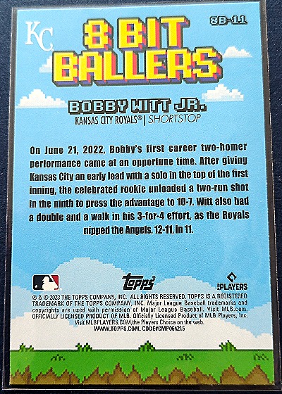 2023 Topps Big League 8-Bit Ballers #8B-11 Bobby Witt Jr. — back