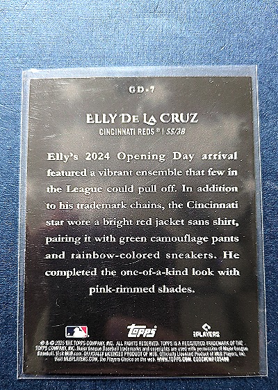 2025 Topps Series 1 Celebration #GD-7 Elly De La Cruz — back