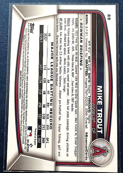 2023 Bowman #89 Mike Trout — back
