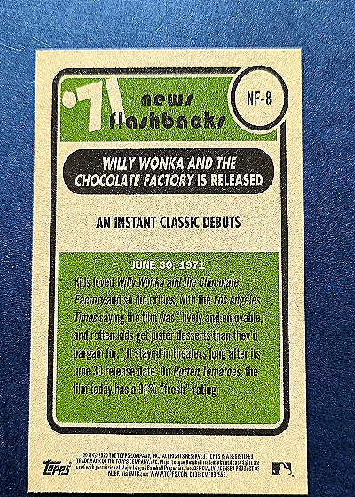 2020 Topps Heritage News Flashbacks #NF-8 Willy Wonka and the Chocolate Factory — back