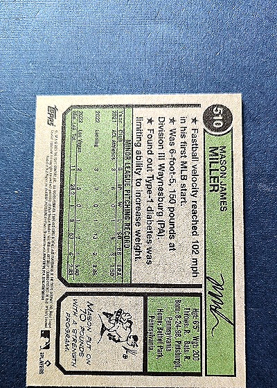 2023 Topps Heritage High Number #510 Mason Miller Rookie Card — back
