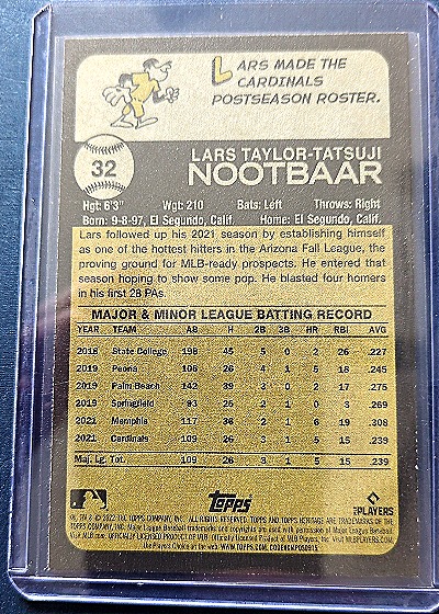 2022 Topps Heritage #32 Lars Nootbaar — back
