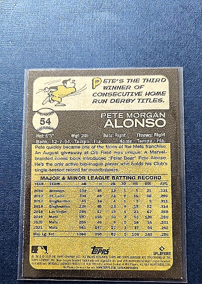 2022 Topps Heritage #54 Pete Alonso — back