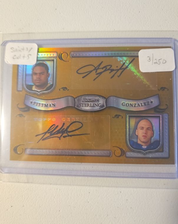 2007 Bowman Sterling Dual Autograph Gold #BSHC-AP Antonio Pittman/Anthony Gonzalez — front