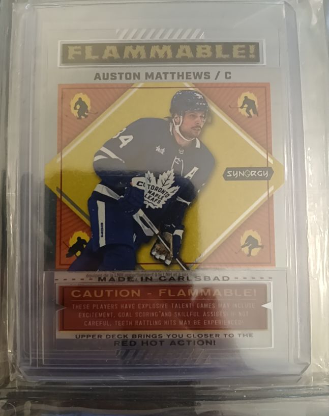 2023-24 Upper Deck Synergy Flammable! #FL-12 Auston Matthews — front
