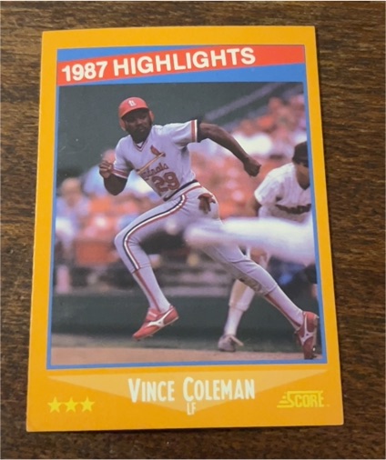 1988 Score #652 Vince Coleman 1987 Highlights — front
