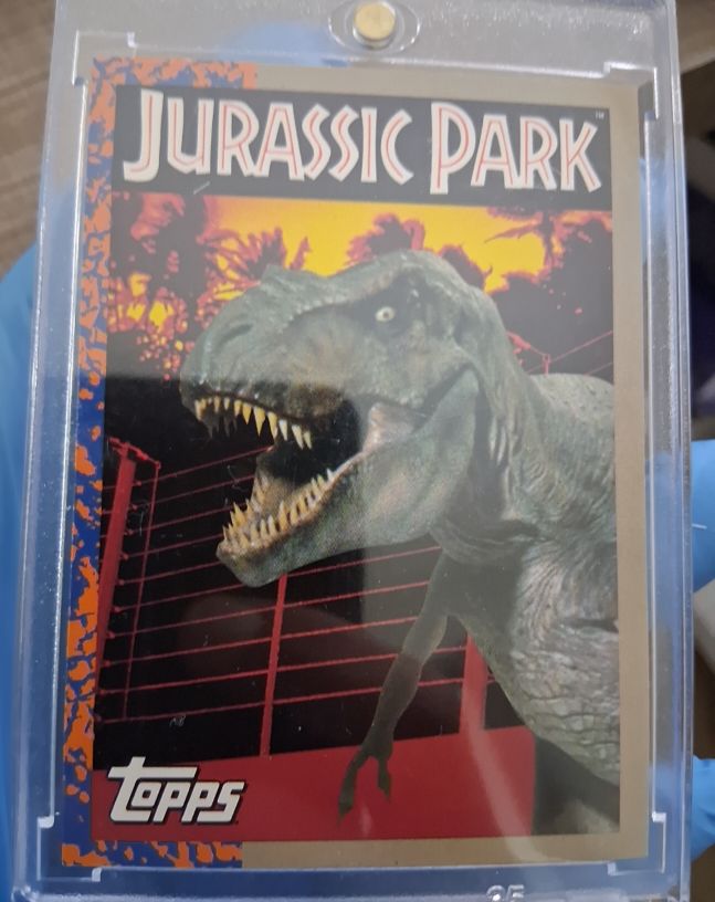 1993 Topps Jurassic Park #1 Topps Presents Jurassic Park T-Rex — front