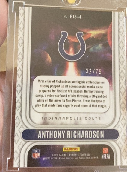 2023 Panini Phoenix Rookie Rising #RIS-4 Anthony Richardson — front
